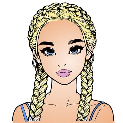 realistic girl with braids