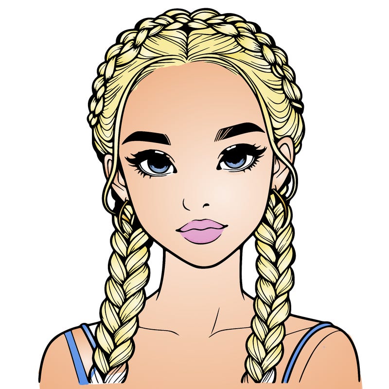realistic girl with braids