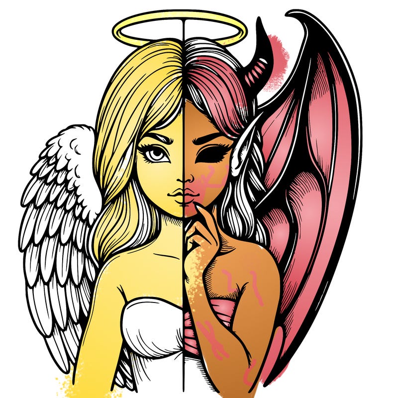 realistic angel half demon