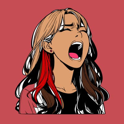 screaming realistic, girl