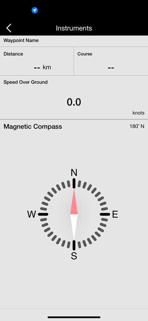 Digital nautical instruments showing speed in knots and a magnetic compass