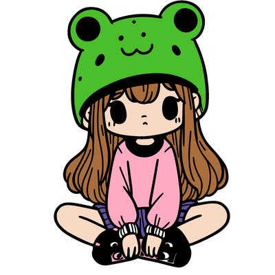 a girl wearing a frog hat and some frog socks