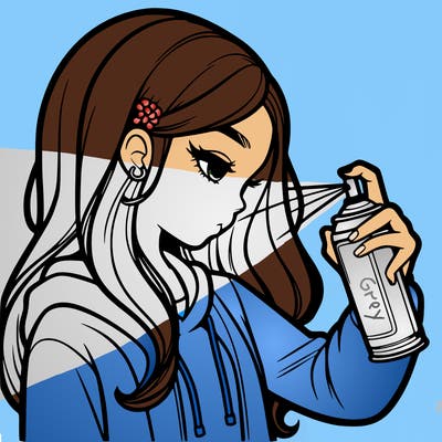 a realistic girl spray painting