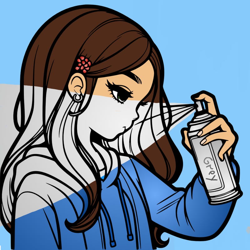 a realistic girl spray painting