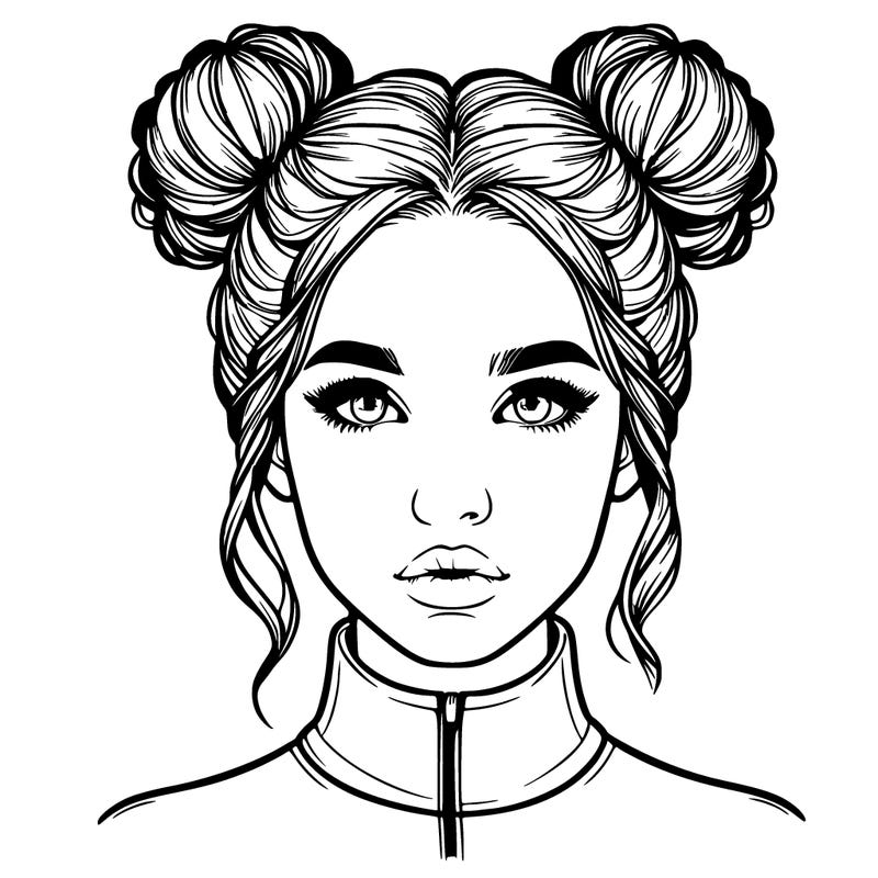realistic woman that has space buns
