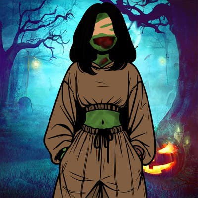 realistic girl faceless with baggy pants and a crop top