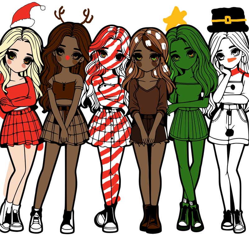 a group of girls realistic