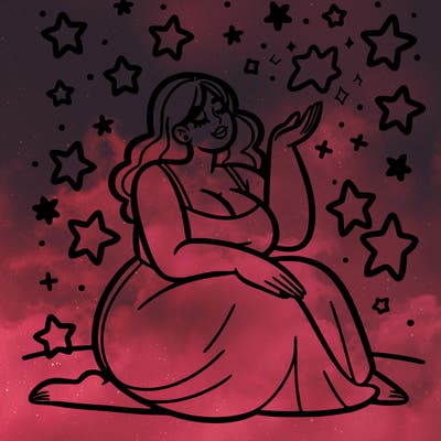 plus size woman looking at stars