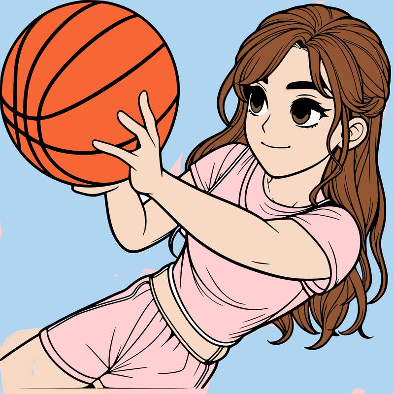 realistic girl playing basketball