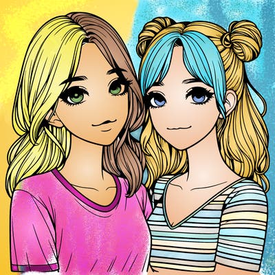 two girls realistic