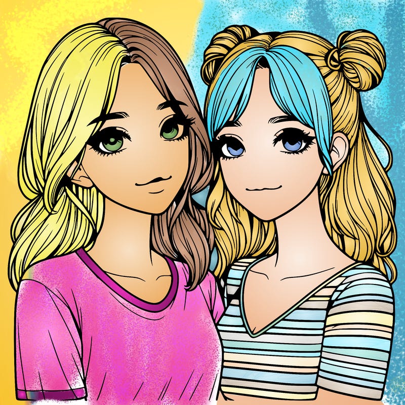 two girls realistic