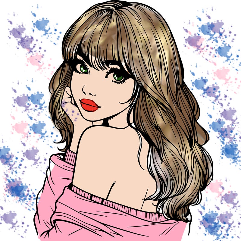 realistic girl with bangs looking over her shoulder