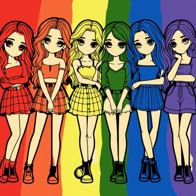 a group of girls realistic