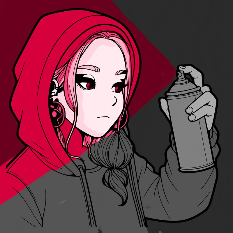 a realistic girl, spray painting