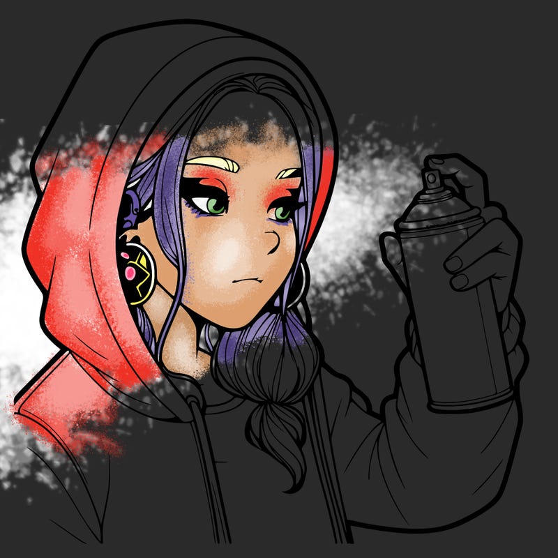 a realistic girl, spray painting