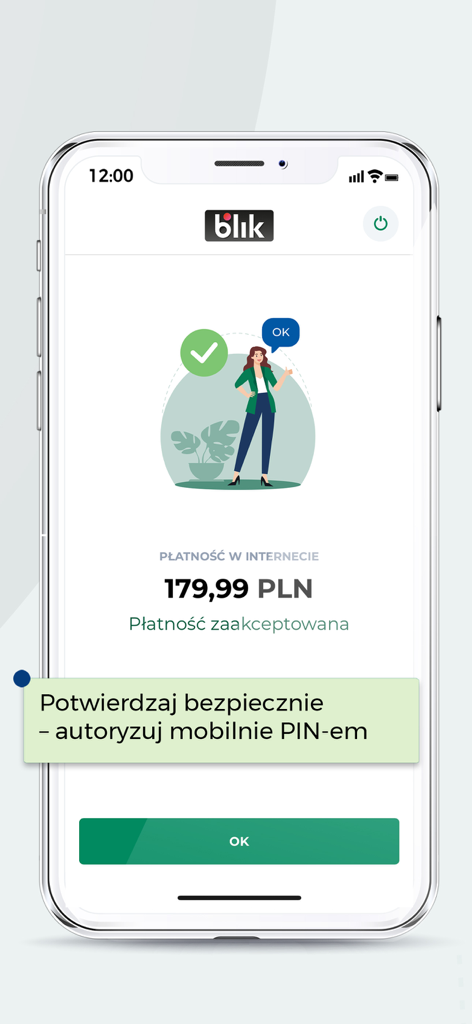 BOŚBank24 - BOŚBank24 mobile app interface displaying a successful BLIK online transaction confirmation