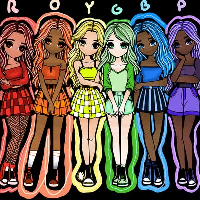 a group of girls realistic