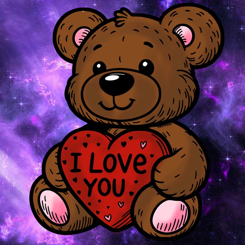 teddy bear holding an i love you heart