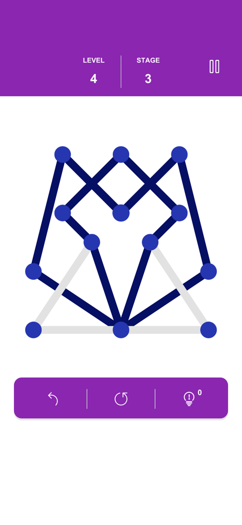 One Line - Offline Games - Gameplay screenshot of One Line Offline Games showing a brain training puzzle with blue dots and connecting lines