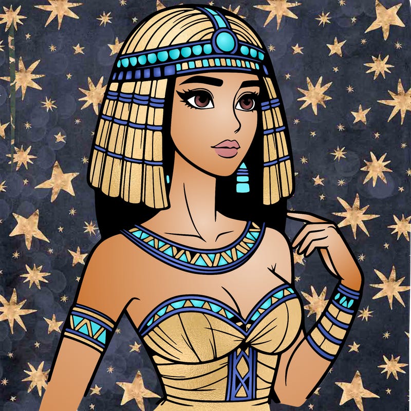 realistic woman wearing a cleopatra costume