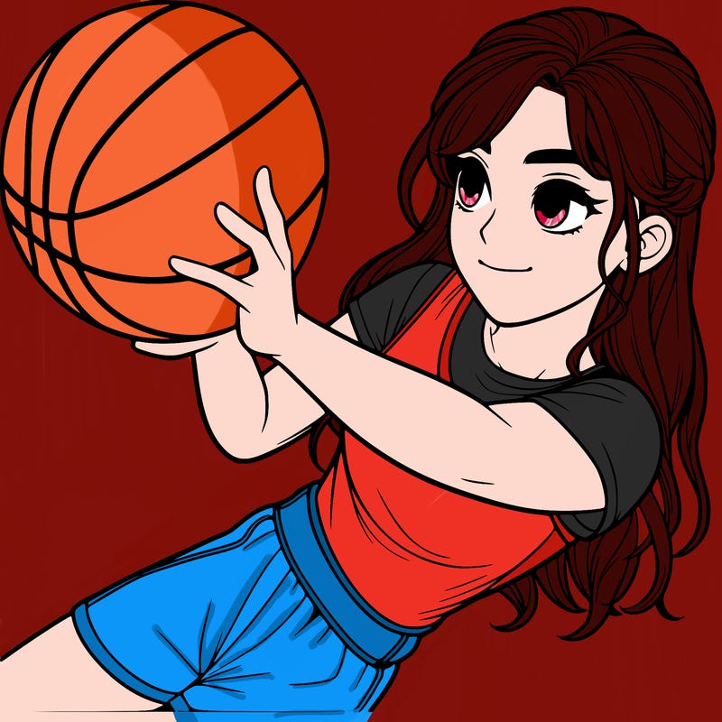 realistic girl playing basketball