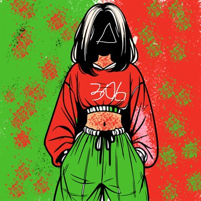 realistic girl faceless with baggy pants and a crop top