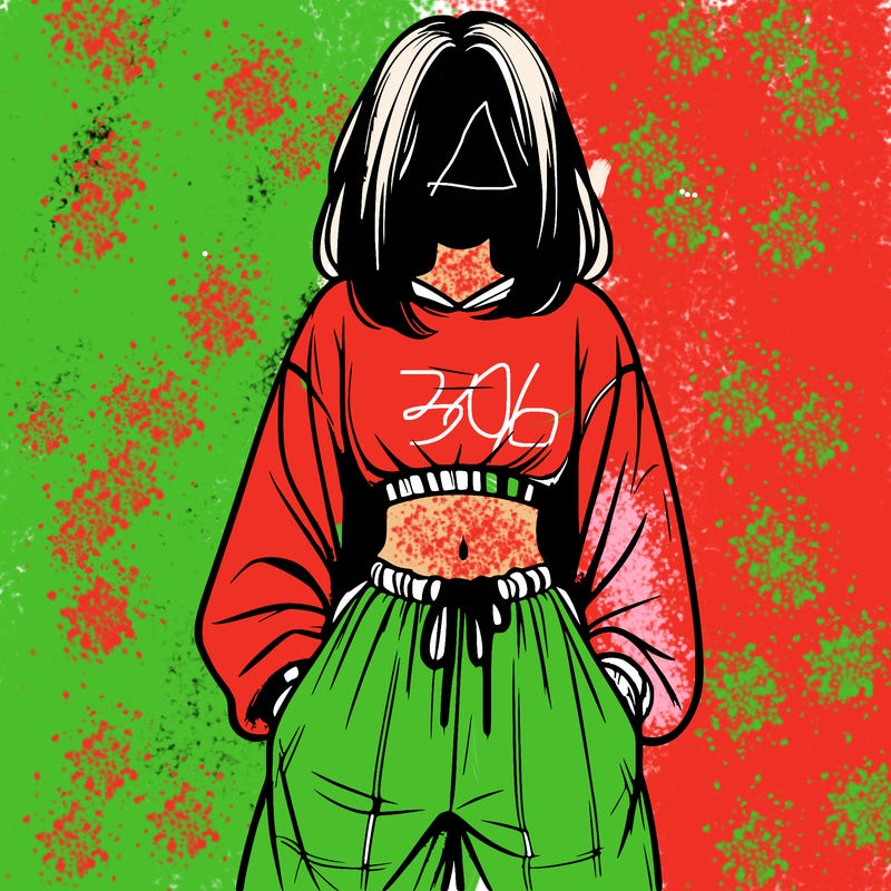 realistic girl faceless with baggy pants and a crop top