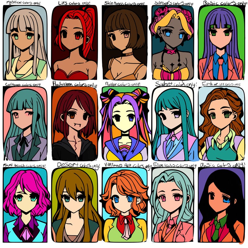 girls that look diffrent anime