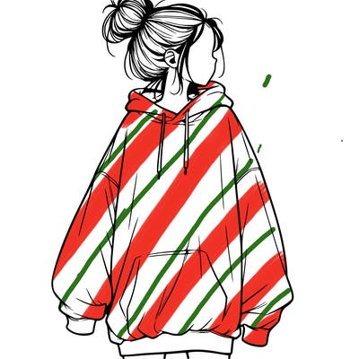 realistic girl with a oversized sweatshirt on and a bun