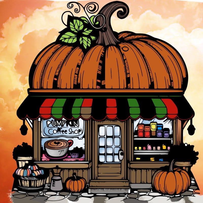 pumpkin coffee shop realistic