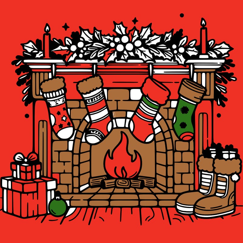 christmas fireplace with  stockings