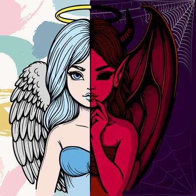 realistic angel half demon