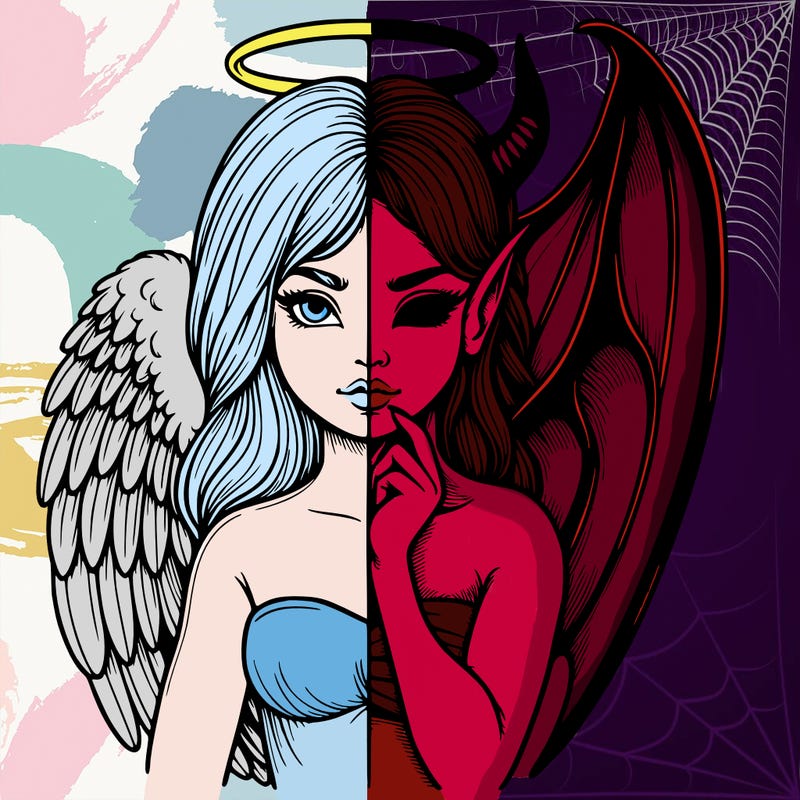 realistic angel half demon