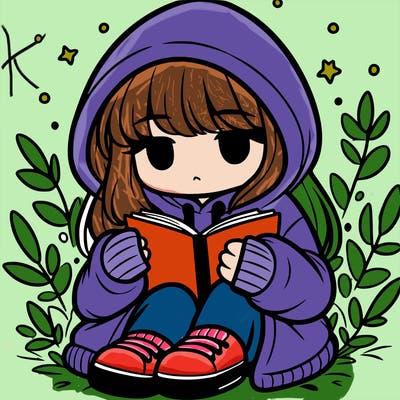 girl in oversized hoodie reading a book