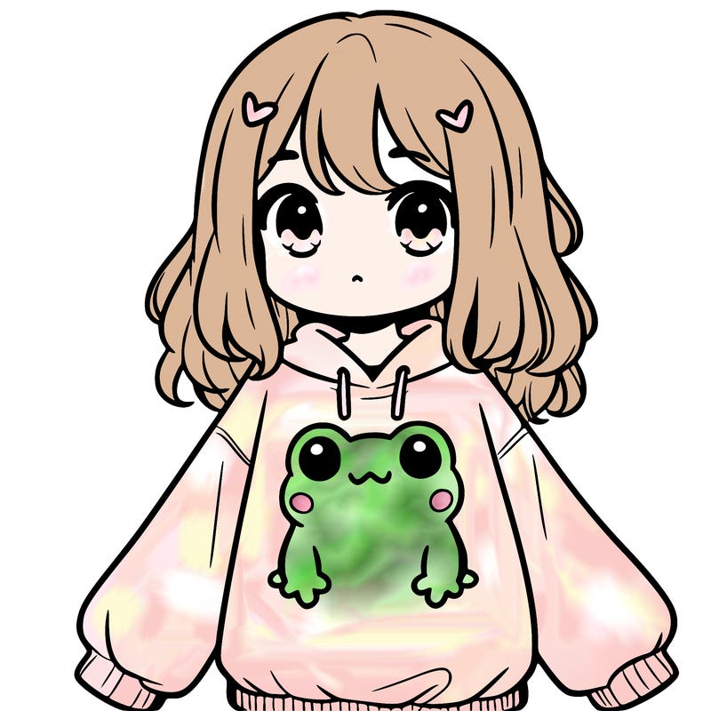 girl wearing frogging sweatshirt