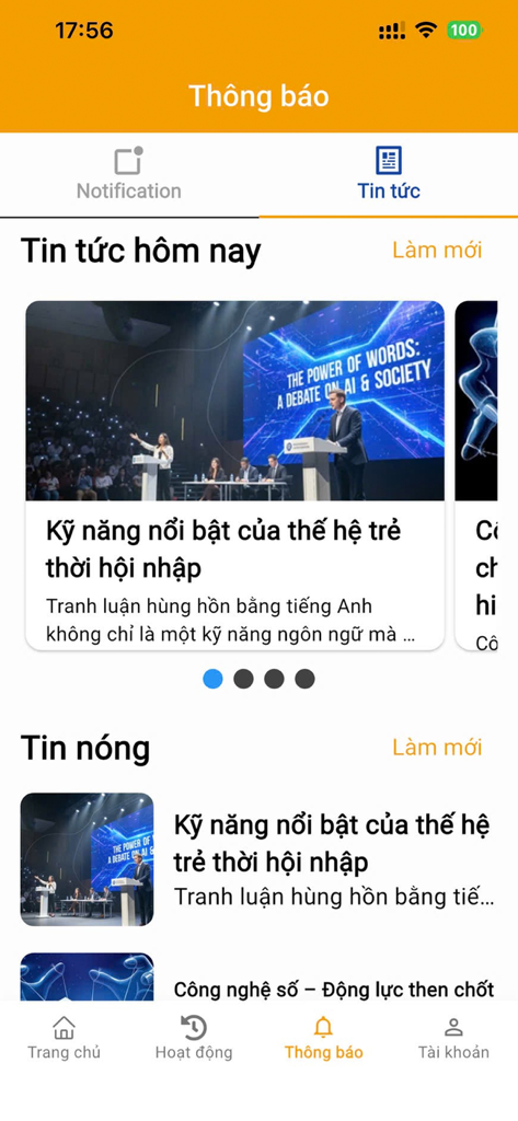 Alo Go - Đặt Food - Gọi Xế - Interface of the Alo Go app showing the news section with Vietnamese articles and community updates