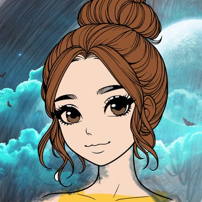 realistic pretty girl with hair in bun