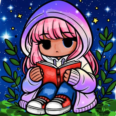 girl in oversized hoodie reading a book