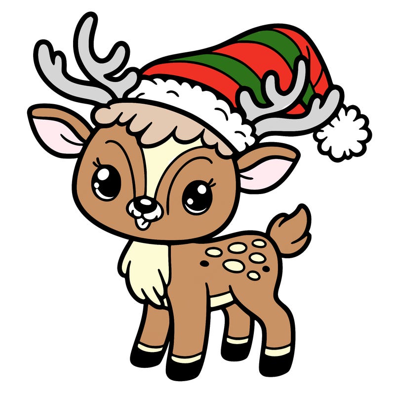 christmas reindeer with santa hat