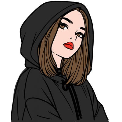 a realistic girl in a hoodie