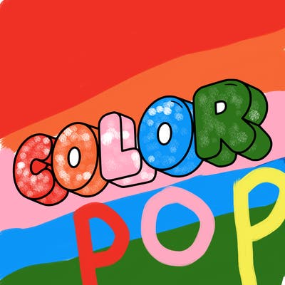 a sign that says color in bubble writing