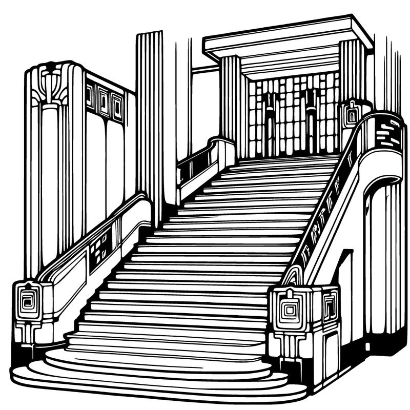 an grand art deco staircase