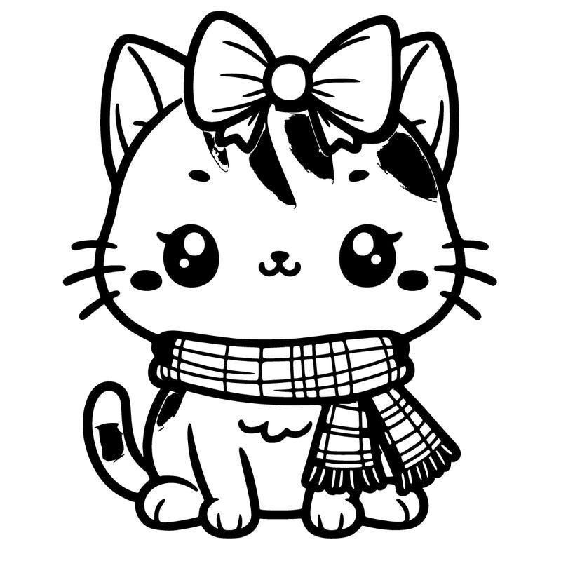 cute cat wearing a scarf.