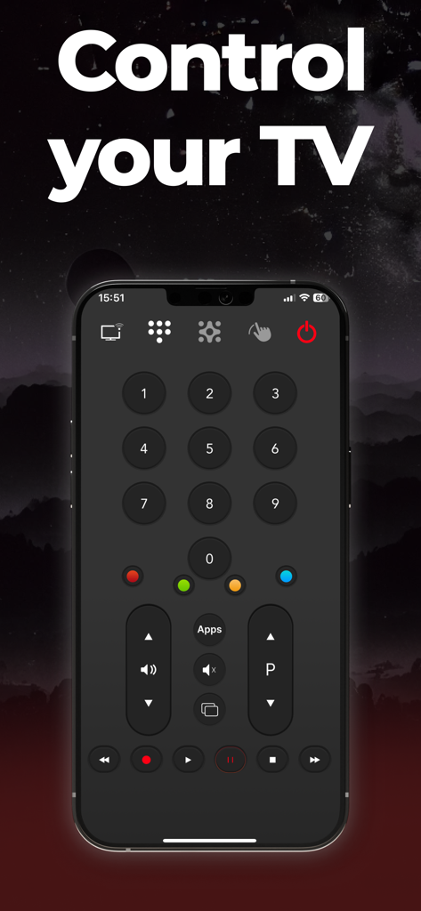 LGee : TV Remote - Interfaccia del telecomando digitale su uno schermo di smartphone