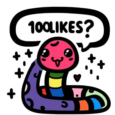 cute snake saying "10 likes?"