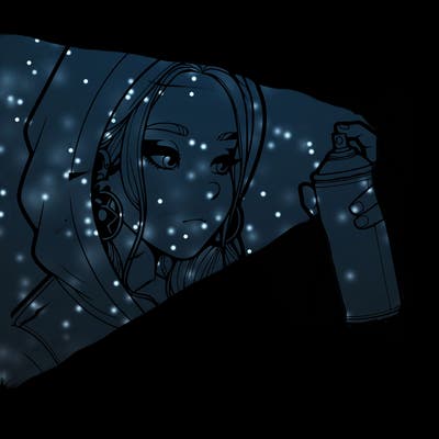 a realistic girl, spray painting