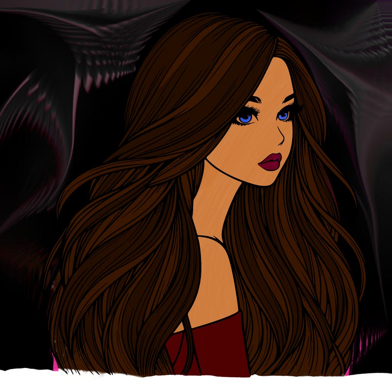 realistic girl with long realistic hair