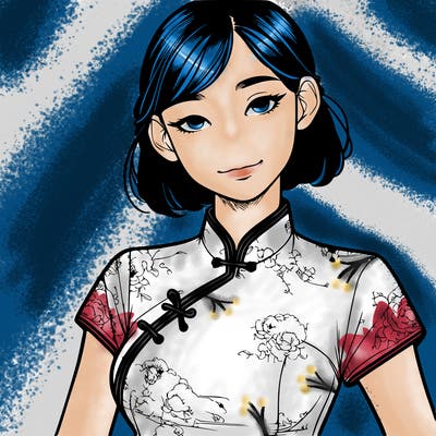 realistic asian girl wearing qipao
