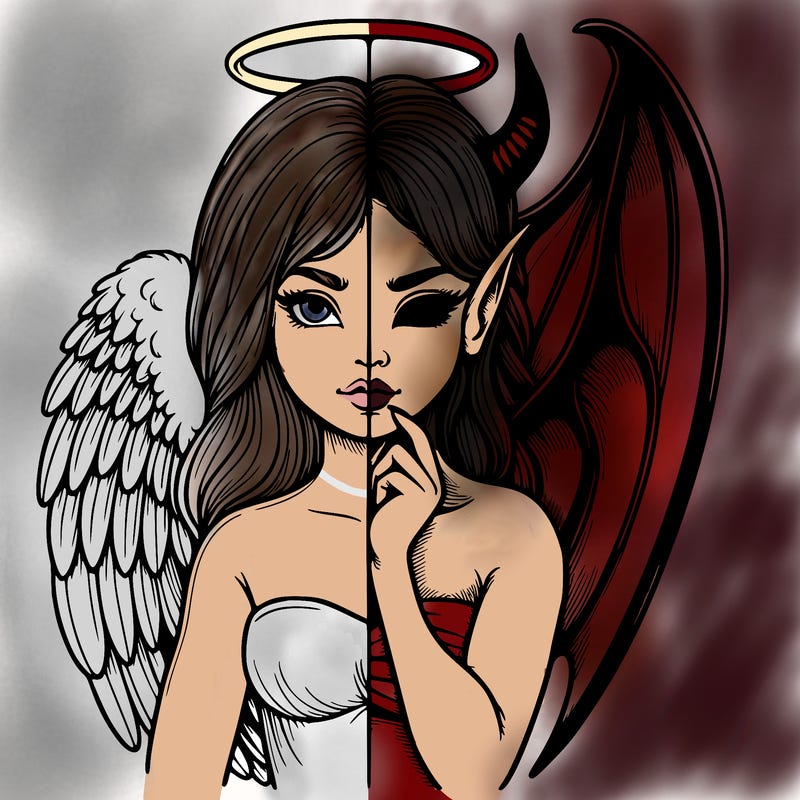 realistic angel half demon