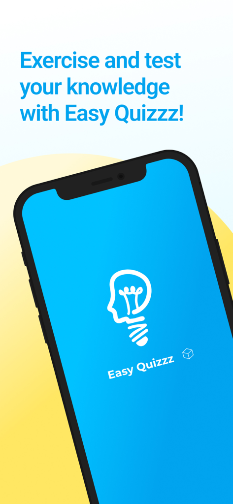 Pantalla de la aplicación móvil Easy Quizzz con el logo y una llamada a poner a prueba tus conocimientos.